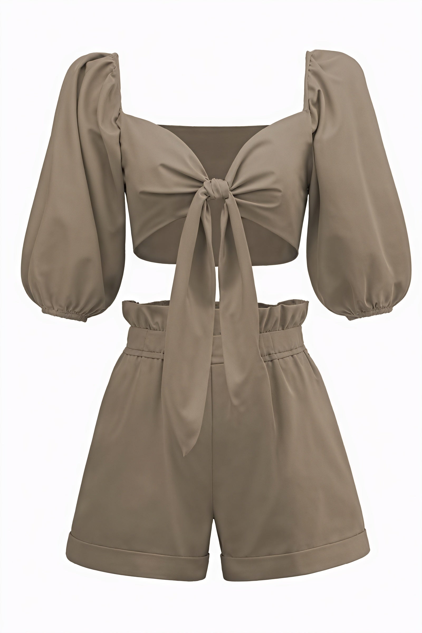 Ensemble Deux Pièces Femme - Top Court, Short Taille Haute-Sets-Marais Paris-Kaki-S-Marais Paris