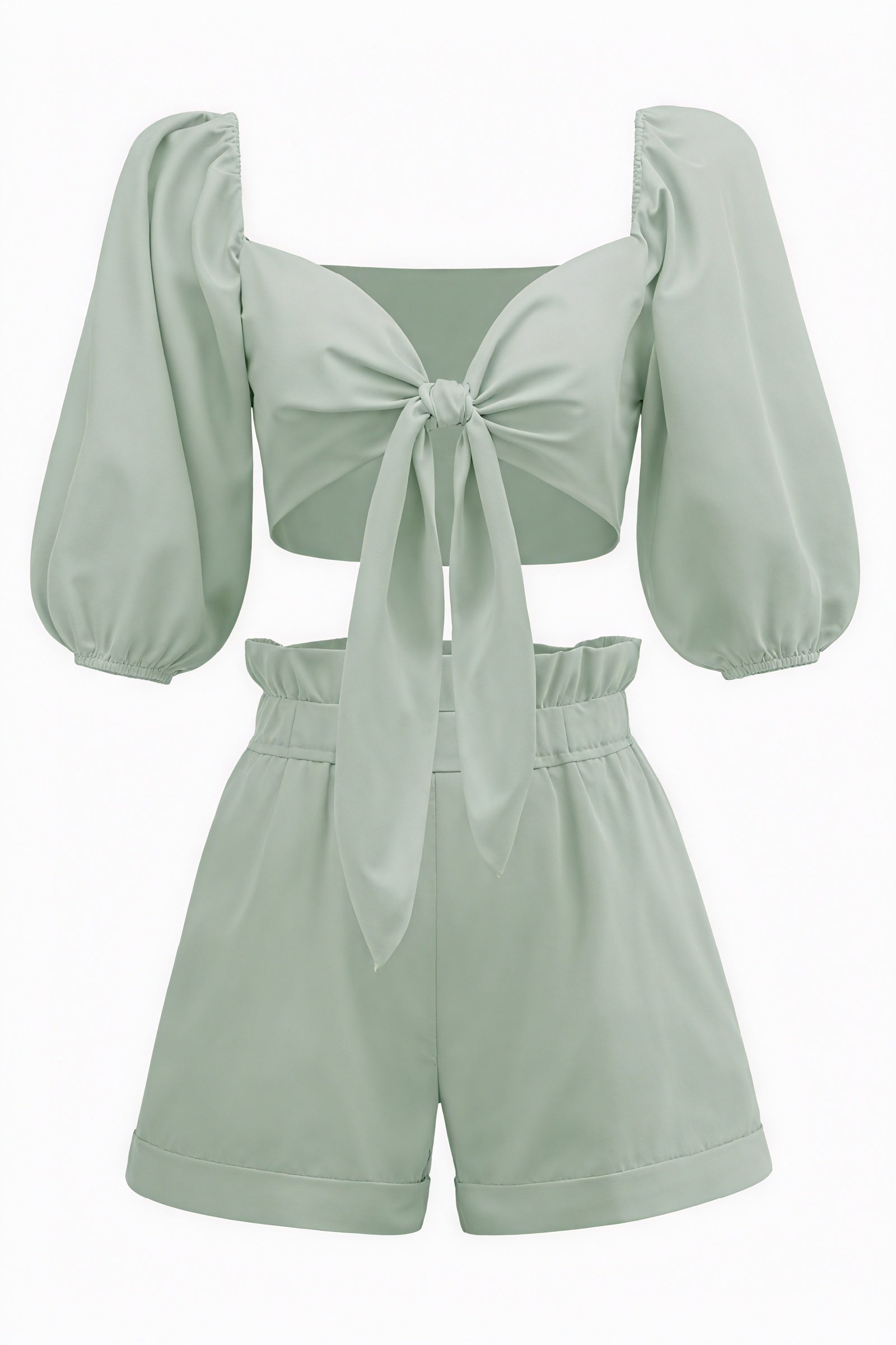 Ensemble Deux Pièces Femme - Top Court, Short Taille Haute-Sets-Marais Paris-Vert Clair-S-Marais Paris