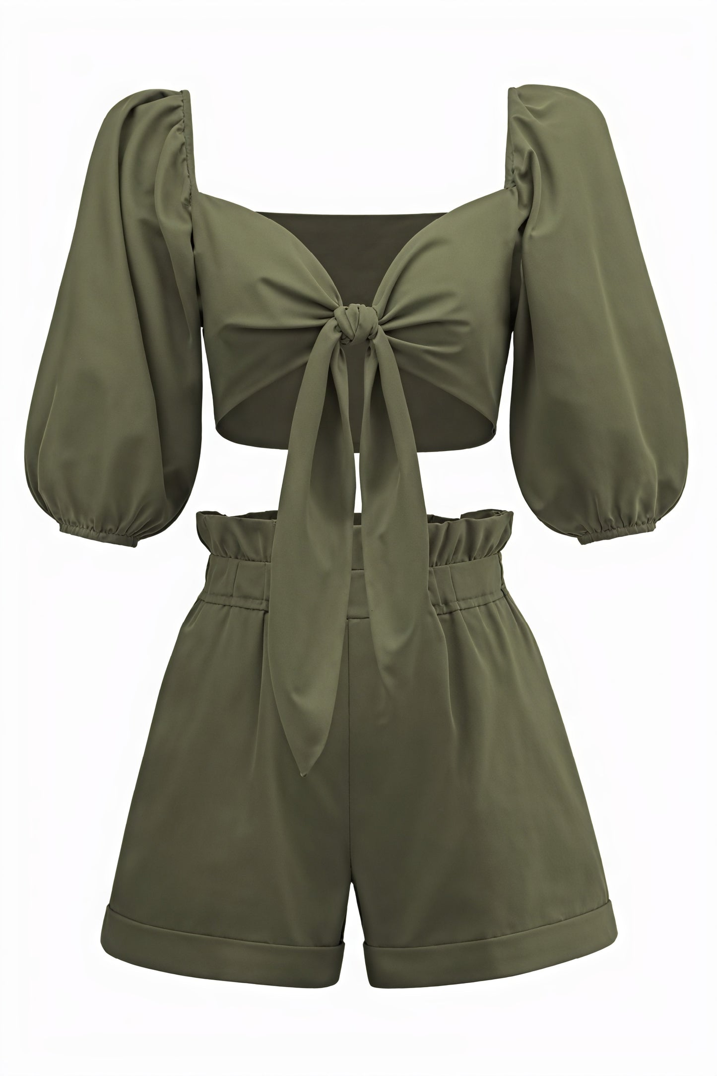 Ensemble Deux Pièces Femme - Top Court, Short Taille Haute-Sets-Marais Paris-Vert ArméE-S-Marais Paris