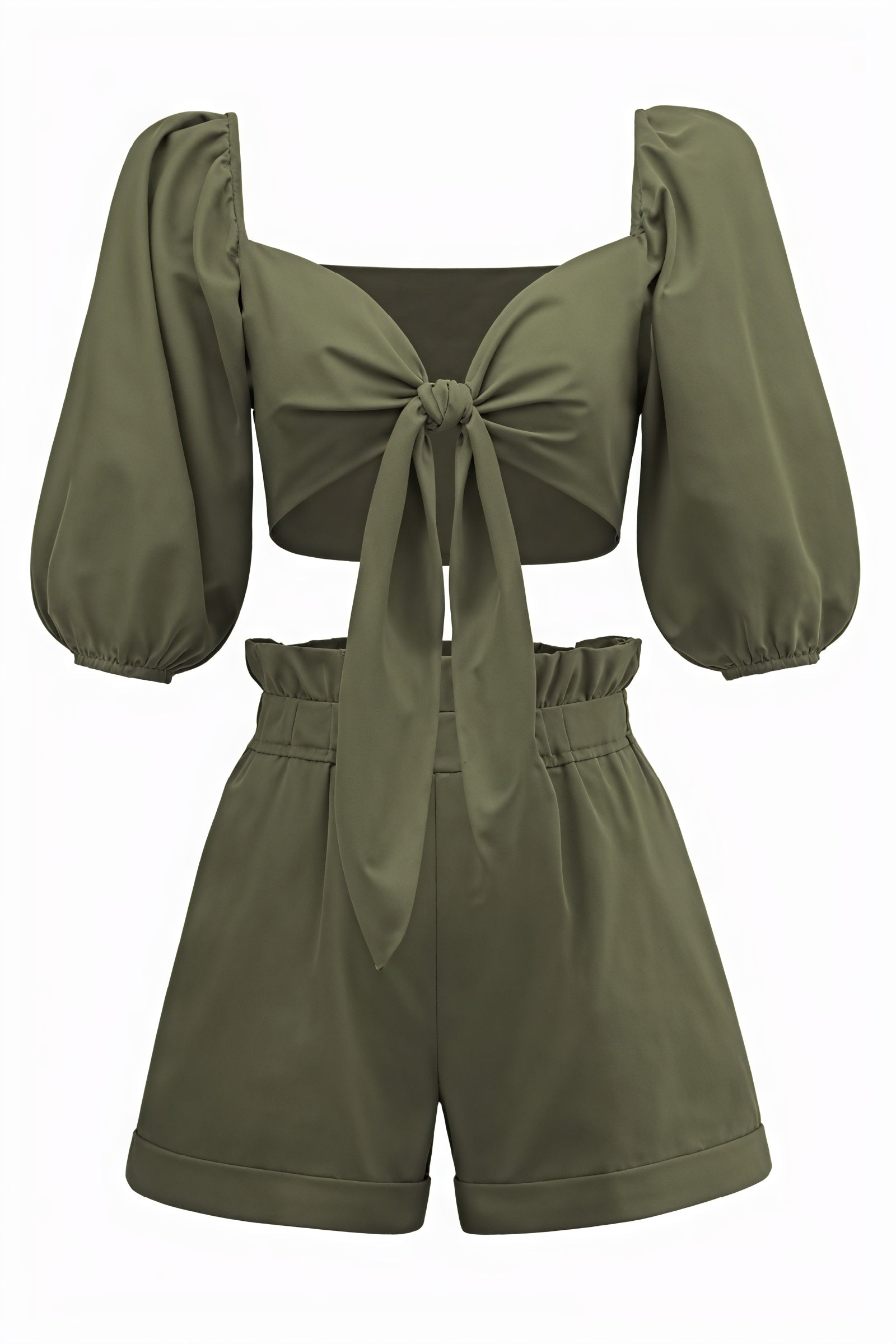 Ensemble Deux Pièces Femme - Top Court, Short Taille Haute-Sets-Marais Paris-Vert ArméE-S-Marais Paris
