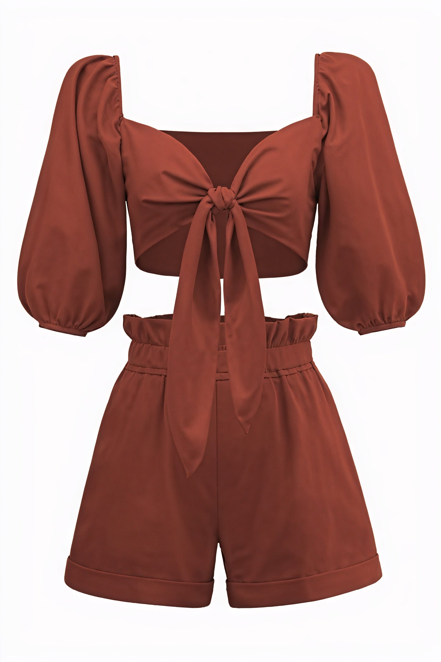 Ensemble Deux Pièces Femme - Top Court, Short Taille Haute-Sets-Marais Paris-Rouge Orange-S-Marais Paris