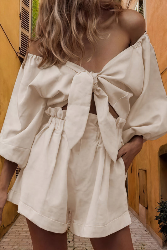 Haut Femme Noué Manches Bouffantes - Style Chic et Décontracté-Sets-Marais Paris-Marais Paris
