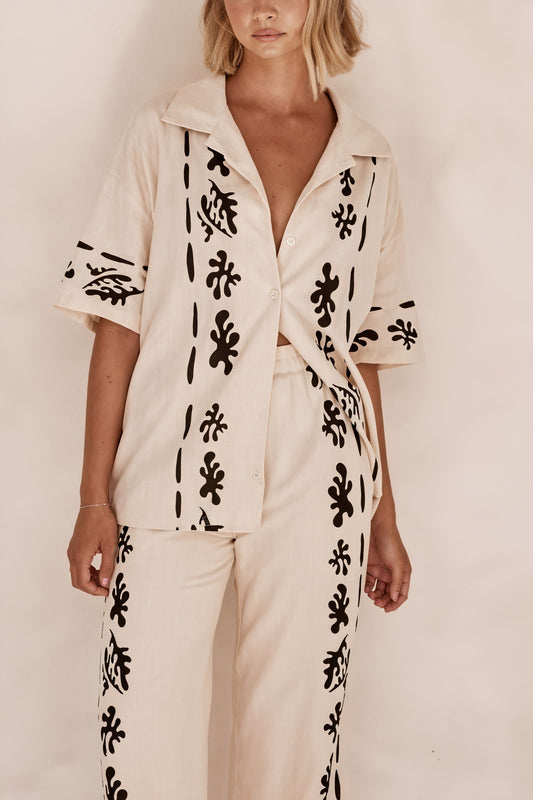 Ensemble de détente femme - Chemise boutonnée, Pantalon large-Sets-Marais Paris-Marais Paris
