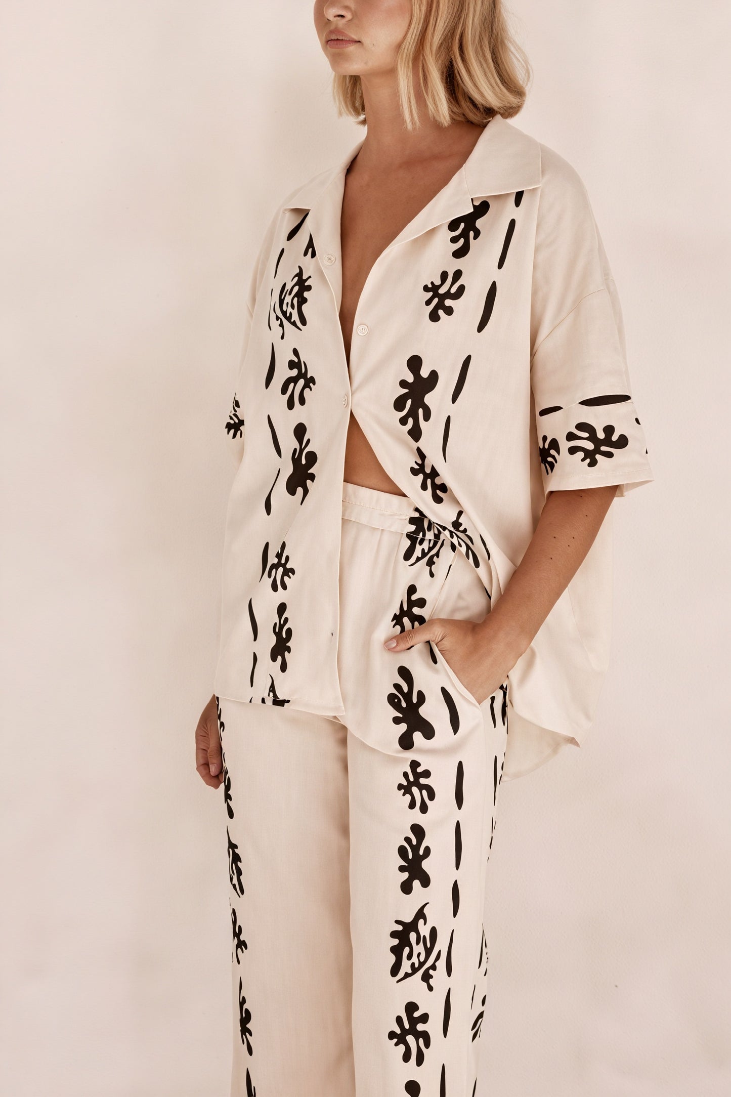 Ensemble de détente femme - Chemise boutonnée, Pantalon large-Sets-Marais Paris-Marais Paris