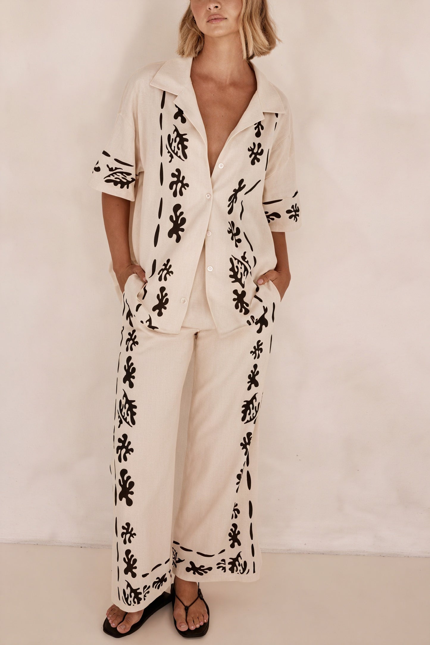 Ensemble de détente femme - Chemise boutonnée, Pantalon large-Sets-Marais Paris-Marais Paris