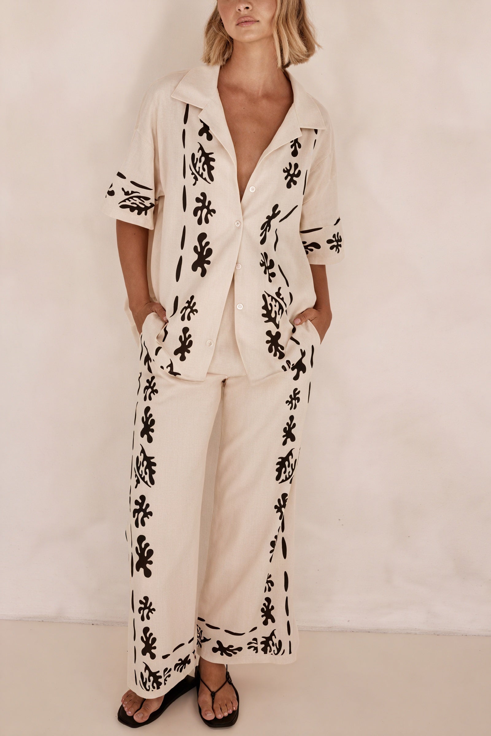 Ensemble de détente femme - Chemise boutonnée, Pantalon large-Sets-Marais Paris-Marais Paris