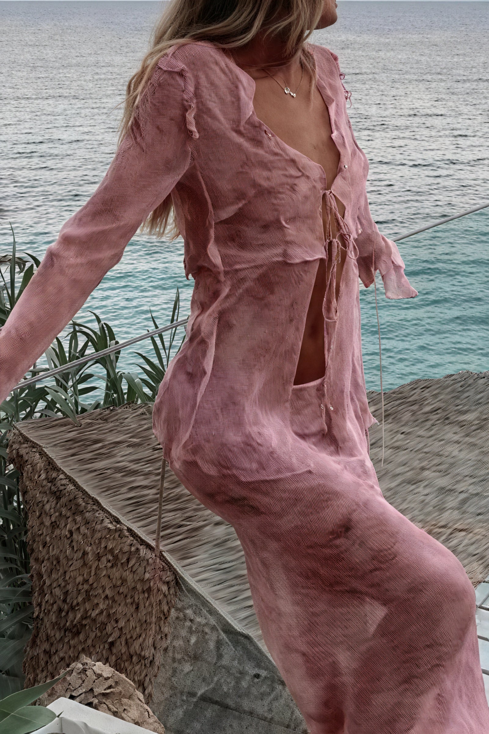 Ensemble Top et Jupe Bohème Rayé - Vêtement Femme-Sets-Marais Paris-Rose-S-Marais Paris