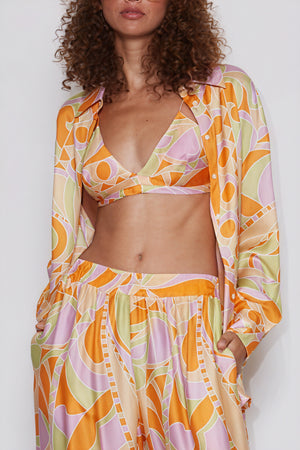 Ensemble Femme Bohème Chic - Chemisier, Bra, Pantalon Ample-Sets-Marais Paris-Jaune-S-Marais Paris