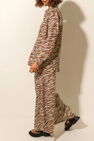 Ensemble Femme Zébré Bohème - Chemise Boutonnée & Pantalon Large-Sets-Marais Paris-Marais Paris