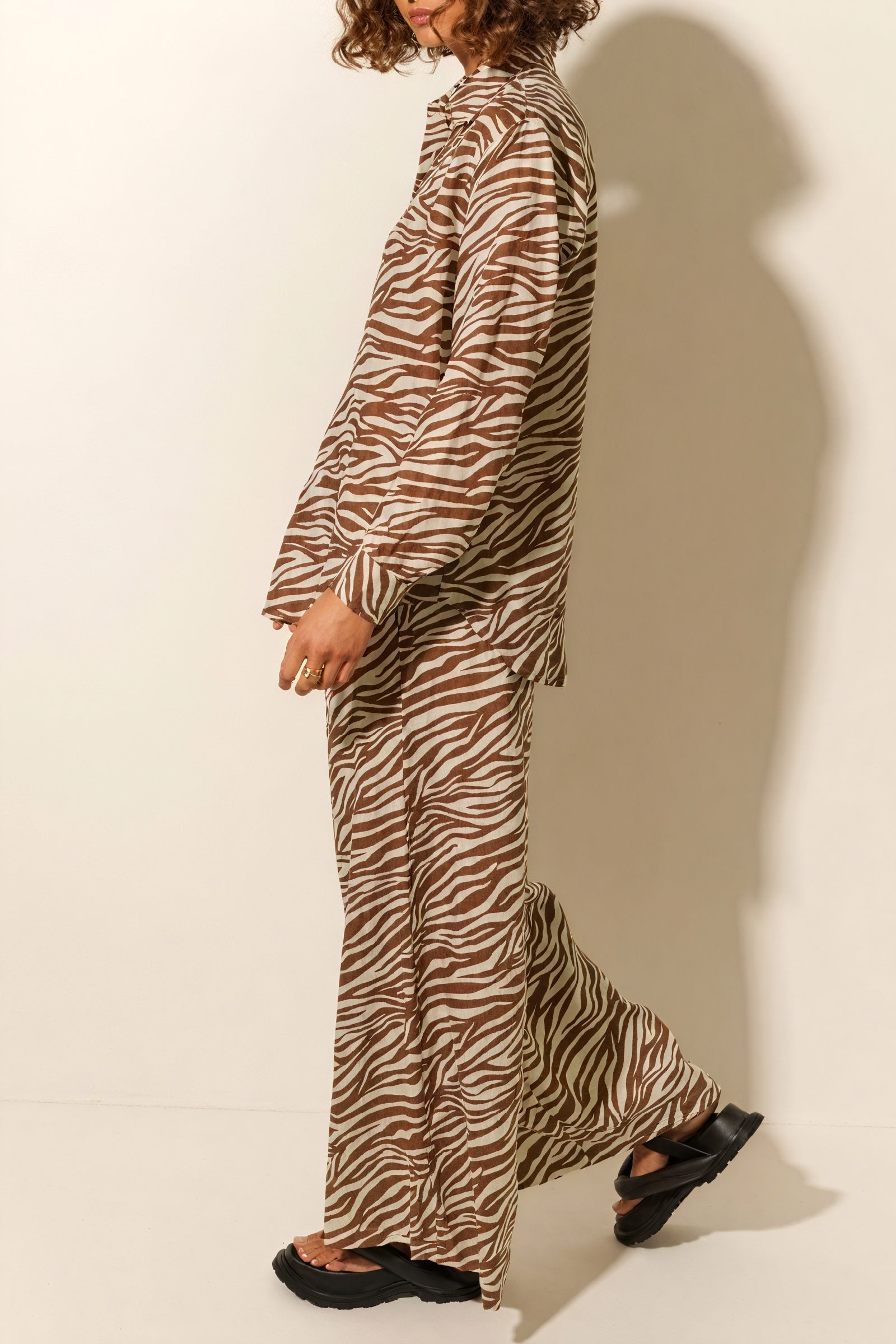Ensemble Femme Zébré Bohème - Chemise Boutonnée & Pantalon Large-Sets-Marais Paris-Marais Paris