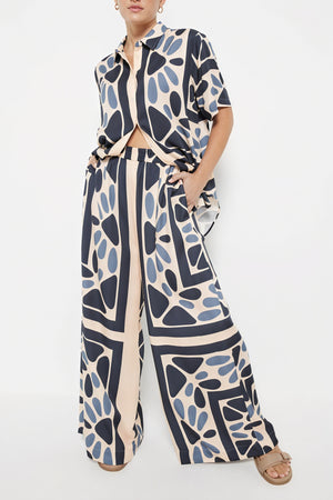 Chemise Boutonnée Femme - Manches Courtes, Motif Abstrait-Sets-Marais Paris-Marais Paris