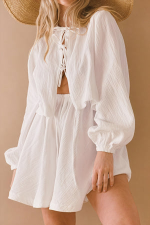 Ensemble Femme Bohème Chic - Haut Manches Longues & Shorts Taille Haute-Sets-Marais Paris-Marais Paris
