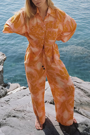 Ensemble Pyjama Femme Bohème Chic - Pantalon Large, Chemise Boutonnée-Sets-Marais Paris-Marais Paris