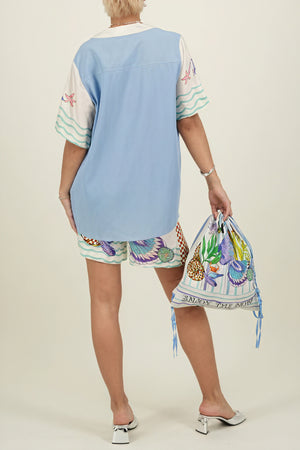 Chemise Boutonnée Imprimé Marin - Manches Courtes, Coupe Décontractée-Sets-Marais Paris-Marais Paris