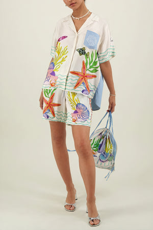 Chemise Boutonnée Imprimé Marin - Manches Courtes, Coupe Décontractée-Sets-Marais Paris-Marais Paris