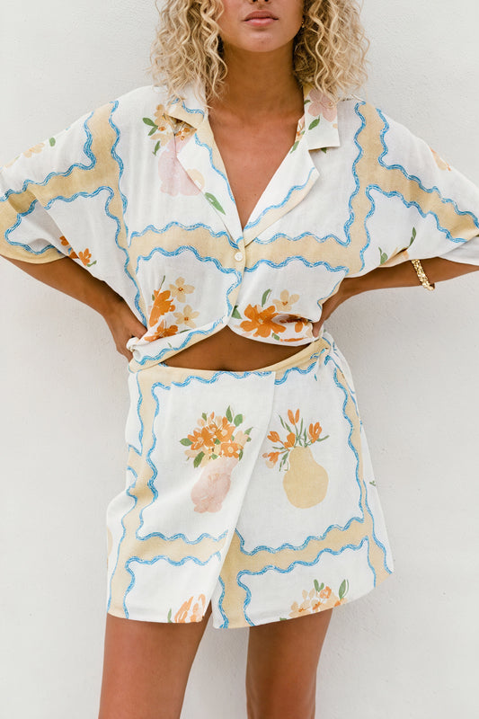 Ensemble de Nuit Femme - Haut Boutonné, Short Floral-Sets-Marais Paris-Marais Paris