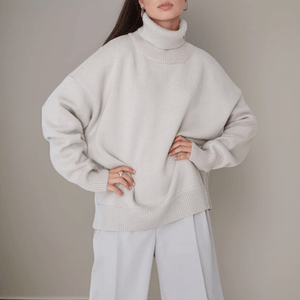 Marais Paris Pull Turtleneck Oversized Chic pour Femmes et Hommes-Women Sweaters-Marais Paris-Light Grey-S-Marais Paris