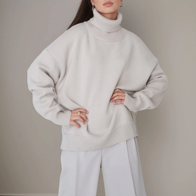 Marais Paris Pull Turtleneck Oversized Chic pour Femmes et Hommes-Women Sweaters-Marais Paris-Light Grey-S-Marais Paris