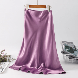 Jupe Midi Élégante en Satin - Design Taille Haute-Women Skirt-Marais Paris-Violet-XS-Marais Paris