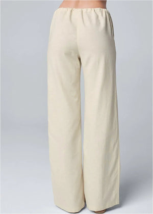 Pantalon Jambes Larges Coupe Décontractée Taille Cordon Poches-Pants-Marais Paris-Marais Paris