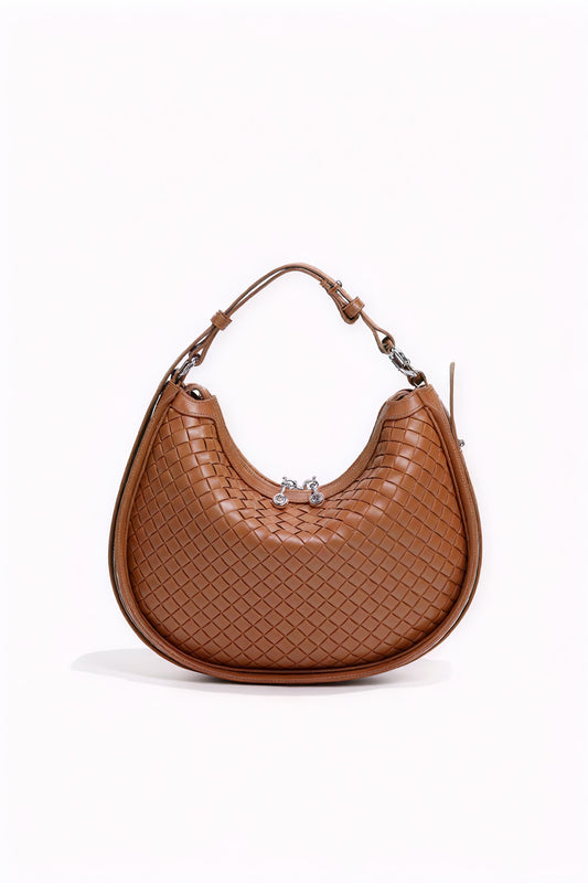 Sac Croissant Tissé - Bandoulière Réglable, Design Élégant-Bags-Marais Paris-Marron-Marais Paris