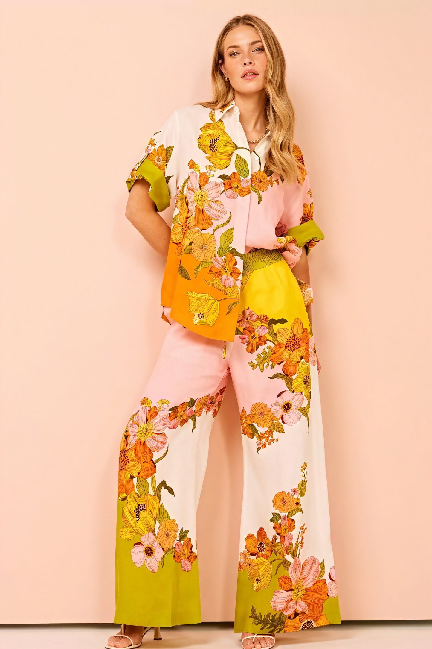 Ensemble Deux Pièces Femme – Imprimé Floral Bohème, Pantalon Large-Sets-Marais Paris-Marais Paris