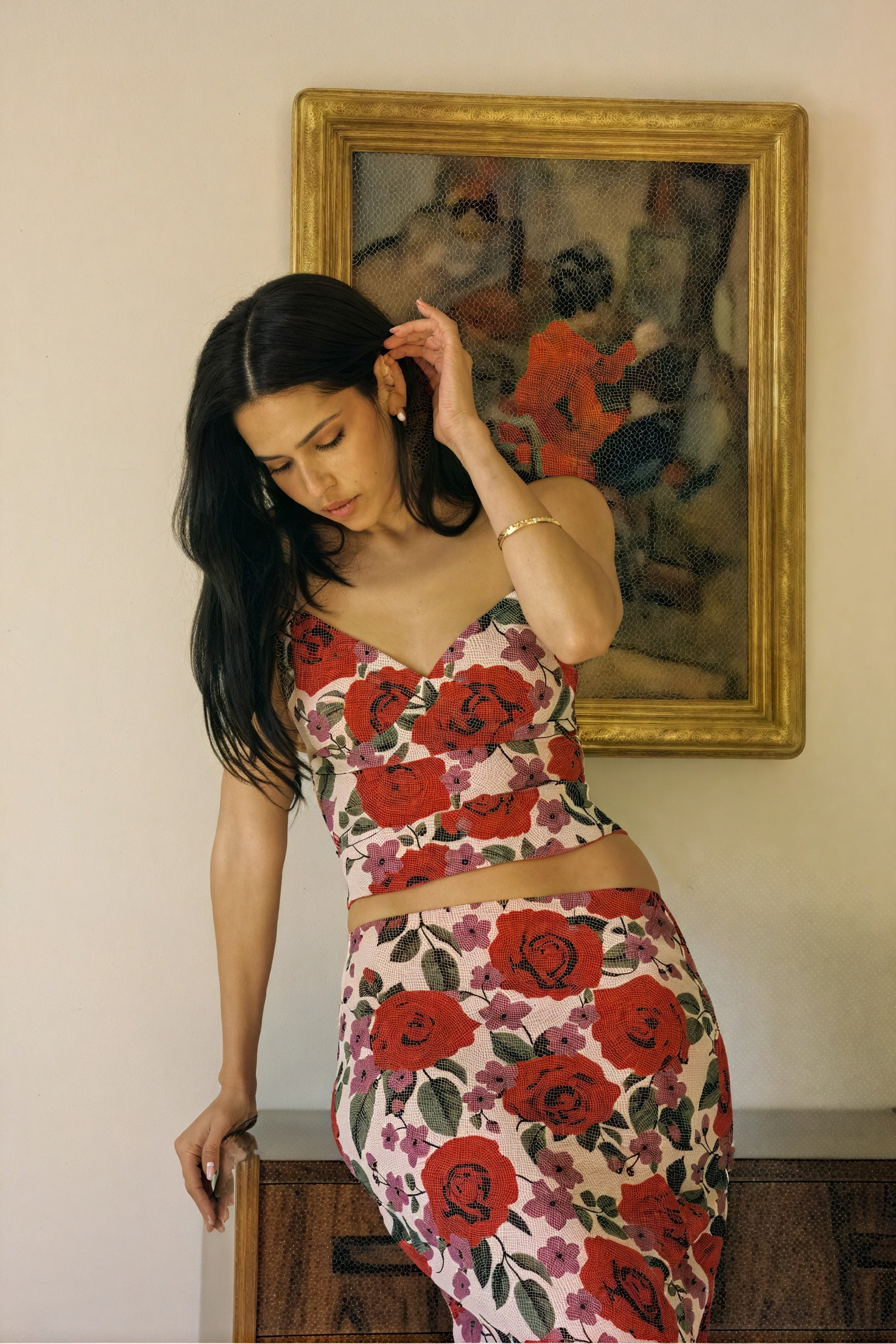 Ensemble Deux Pièces Fleuri - Camisole & Jupe Maxi Romantique-Sets-Marais Paris-Marais Paris