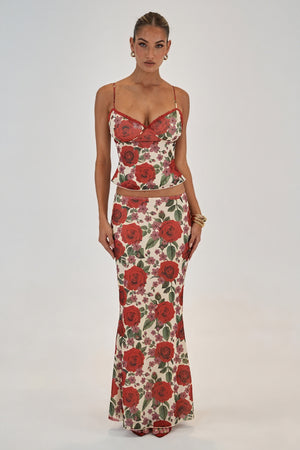 Ensemble Deux Pièces Fleuri - Camisole & Jupe Maxi Romantique-Sets-Marais Paris-Multicolore-S-Marais Paris