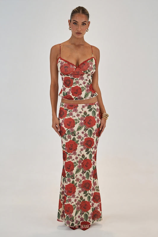 Ensemble Deux Pièces Fleuri - Camisole & Jupe Maxi Romantique-Sets-Marais Paris-Multicolore-S-Marais Paris