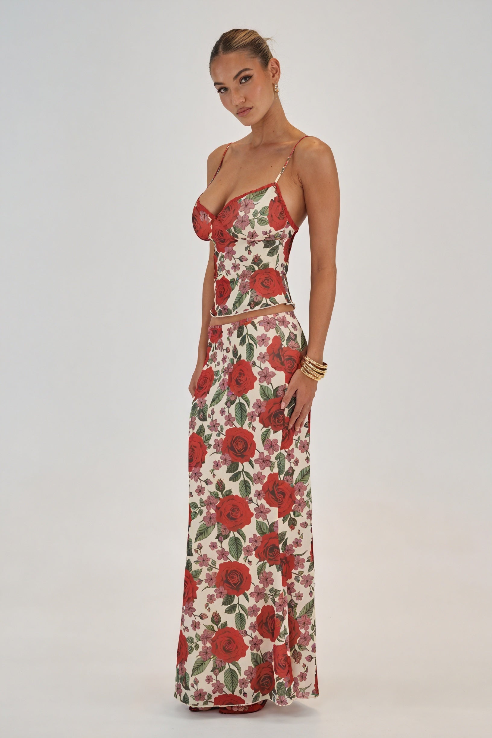 Ensemble Deux Pièces Fleuri - Camisole & Jupe Maxi Romantique-Sets-Marais Paris-Marais Paris