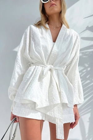 Kimono Texturé avec Ceinture - Style Bohème Chic, Coupe Oversize-Short Sets-Marais Paris-Marais Paris