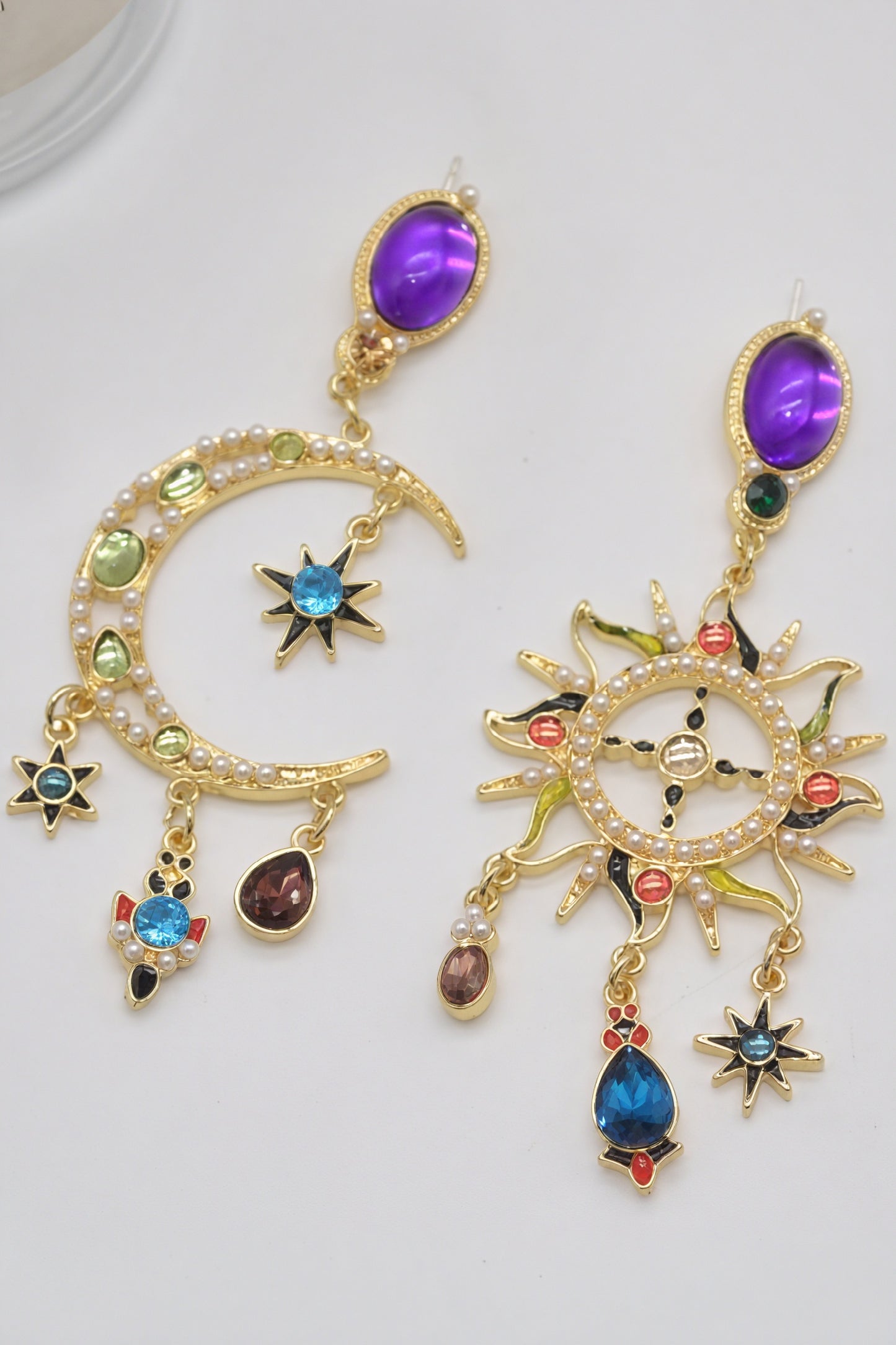 Boucles d'Oreilles Soleil Bohème - Design Gemstones, Style Bohème-Earrings-Marais Paris-Marais Paris