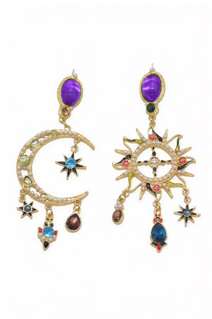 Boucles d'Oreilles Soleil Bohème - Design Gemstones, Style Bohème-Earrings-Marais Paris-Marais Paris