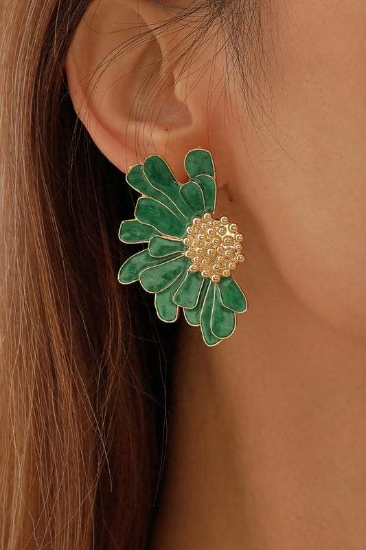 Boucles d'Oreilles Florales Émail et Accents Dorés - Design Artistique-Earrings-Marais Paris-Marais Paris