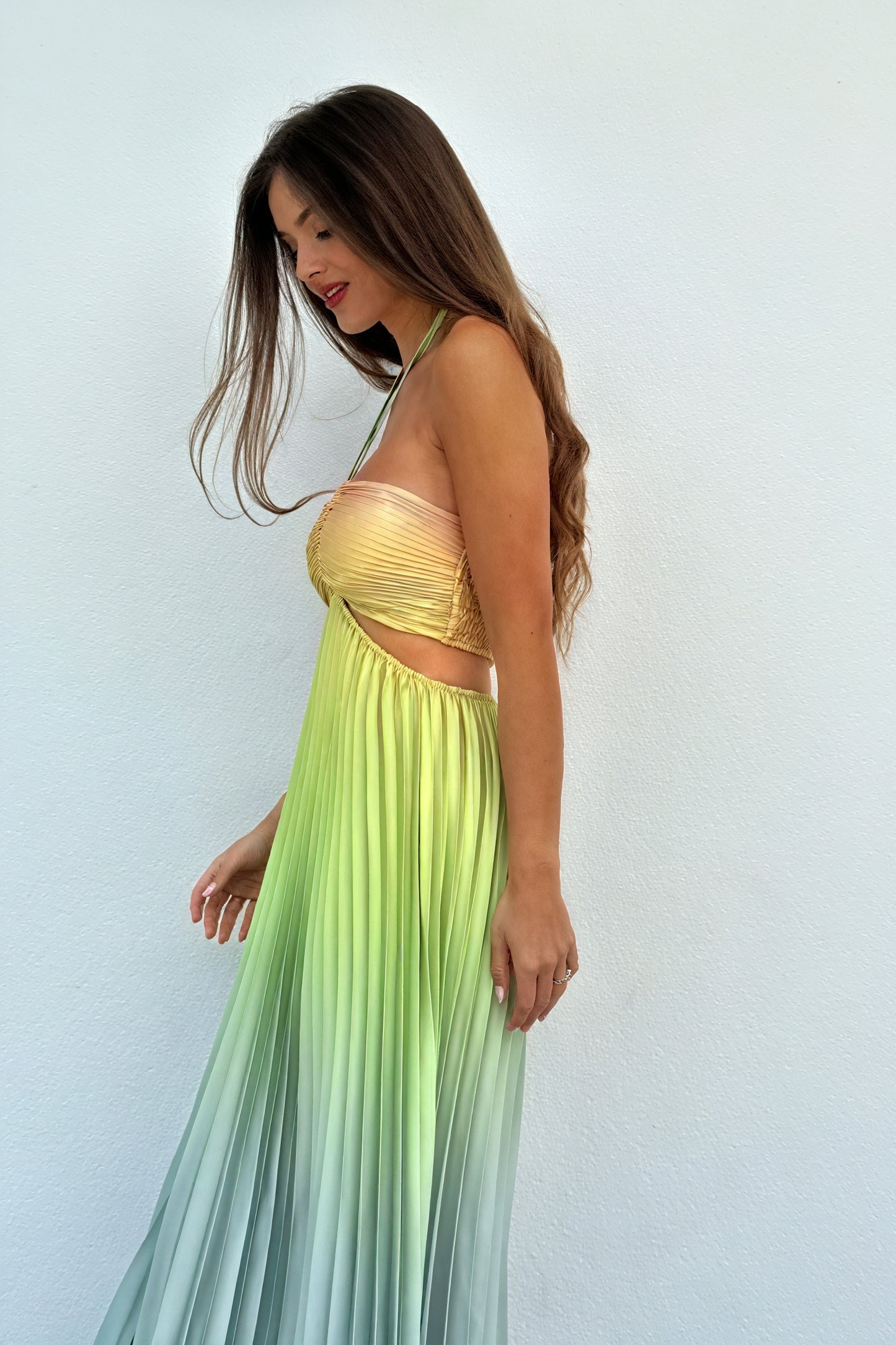 Robe Maxi Plissée Halter Dégradée - Élégante et Moderne-Dresses-Marais Paris-Marais Paris