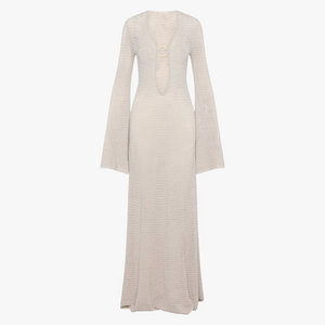 Robe Maxi Femme - Décolleté Plongeant, Manches Évasées, Fente Haute-Dresses-Marais Paris-Marais Paris