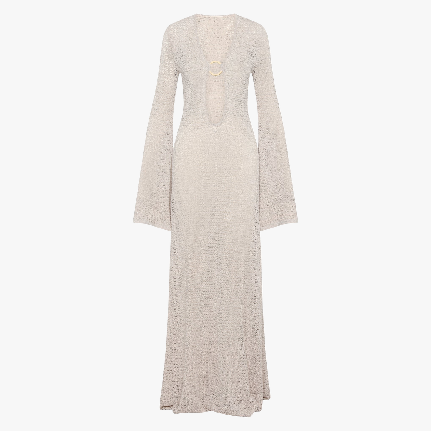 Robe Maxi Femme - Décolleté Plongeant, Manches Évasées, Fente Haute-Dresses-Marais Paris-Marais Paris