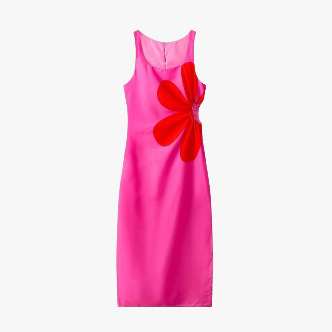 Robe Florale Coupe Ajustée - Encolure Carrée, Longueur Midi-Dresses-Marais Paris-Marais Paris