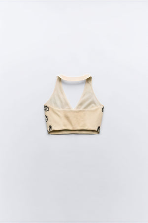 Haut Halter Brodé & Mini Jupe - Ensemble Bohème Chic-Sets-Marais Paris-Marais Paris