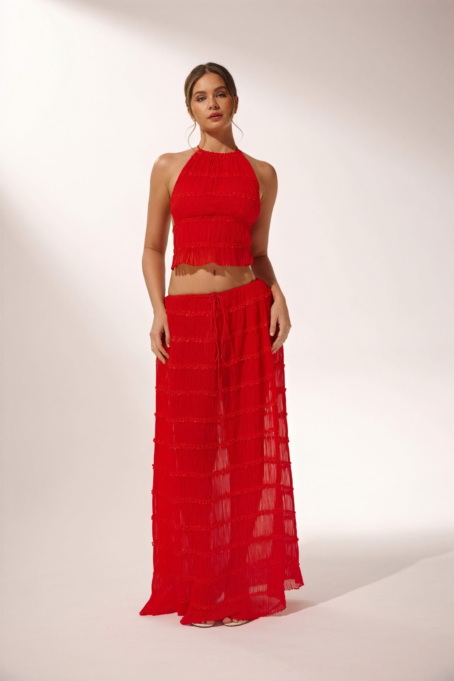 Ensemble Jupe Maxi et Haut Dos Nu - Style Bohème Chic-Sets-Marais Paris-Rouge-S-Marais Paris