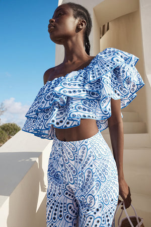 Top et Jupe Femme Bohème Chic - Ensemble d'Été Élégant-Sets-Marais Paris-Bleu-S-Marais Paris