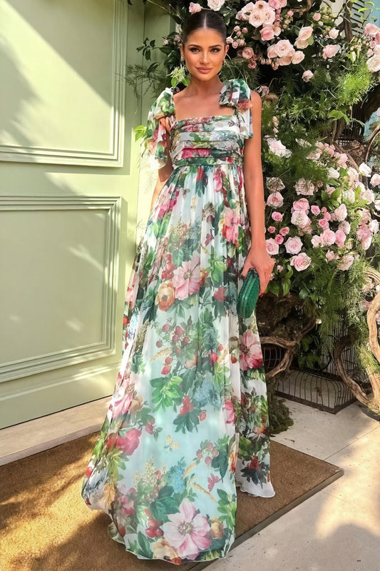 Robe Longue Florale - Nœuds Épaules, Coupe Fluide, Imprimé Vibrant-Dresses-Marais Paris-Multicolore-S-Marais Paris