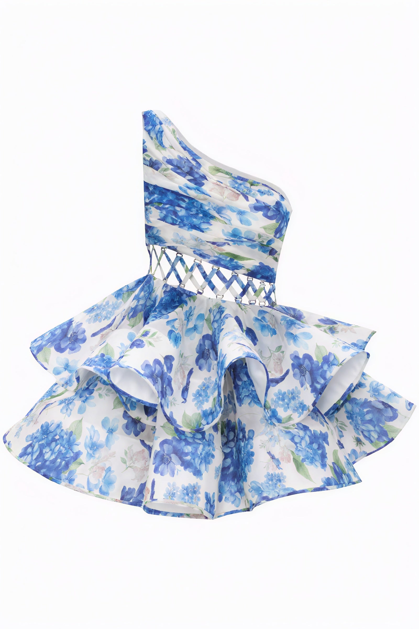 Robe Mini Épaule Nue Imprimée - Coupe Ajustée, Jupe Volantée-Dresses-Marais Paris-Marais Paris
