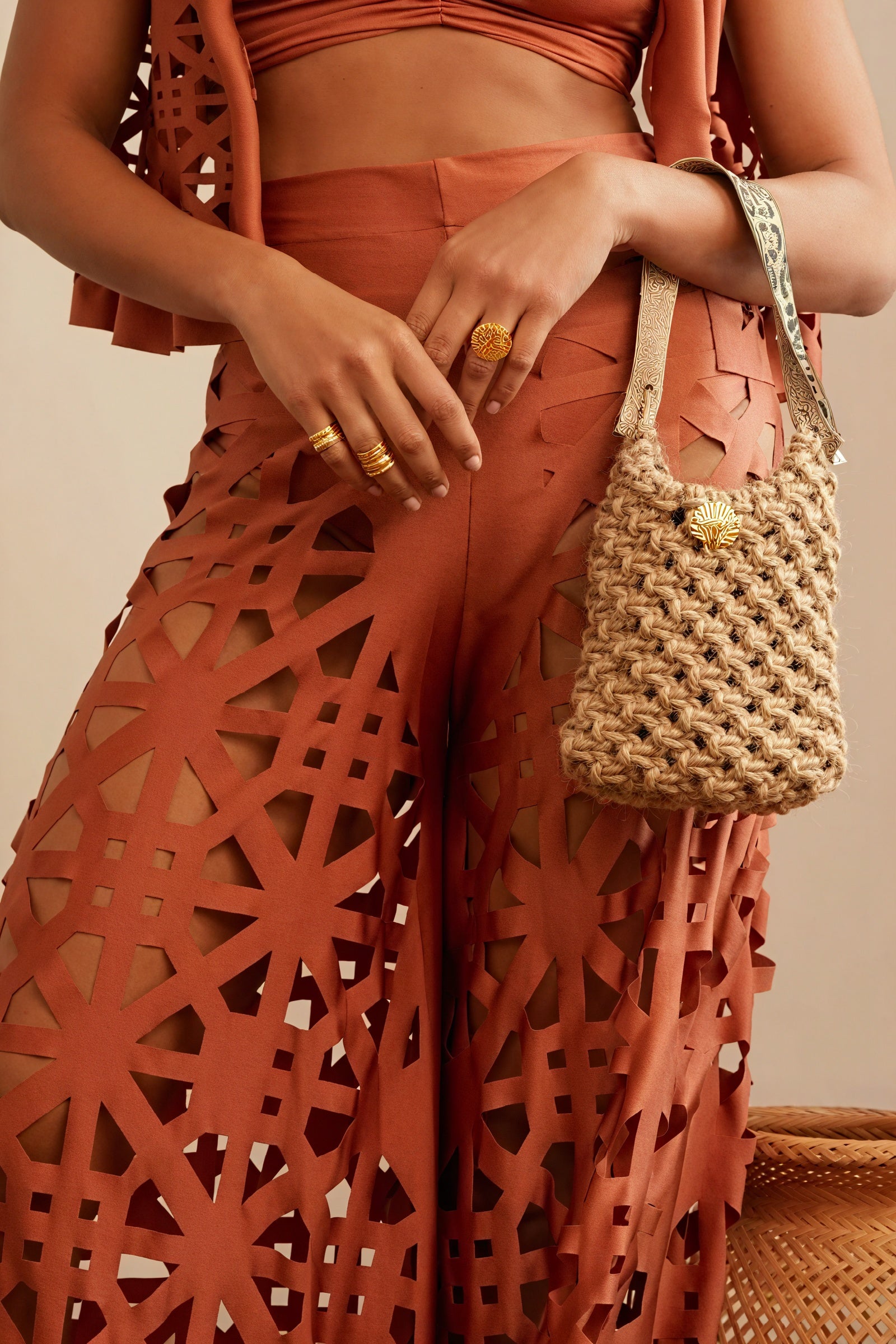 Ensemble Femme Top, Gilet, Pantalon Large Découpes Laser-Sets-Marais Paris-Marais Paris