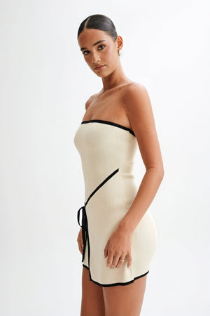 Robe Mini Côtelée Ceinture Noire - Marais Paris-Dresses-Marais Paris-Marais Paris