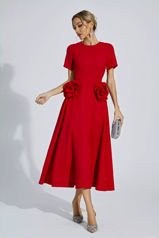 Robe Midi Femme - Coupe Classique, Détails Floraux Élégants-Dresses-Marais Paris-Marais Paris