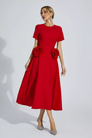 Robe Midi Femme - Coupe Classique, Détails Floraux Élégants-Dresses-Marais Paris-Marais Paris