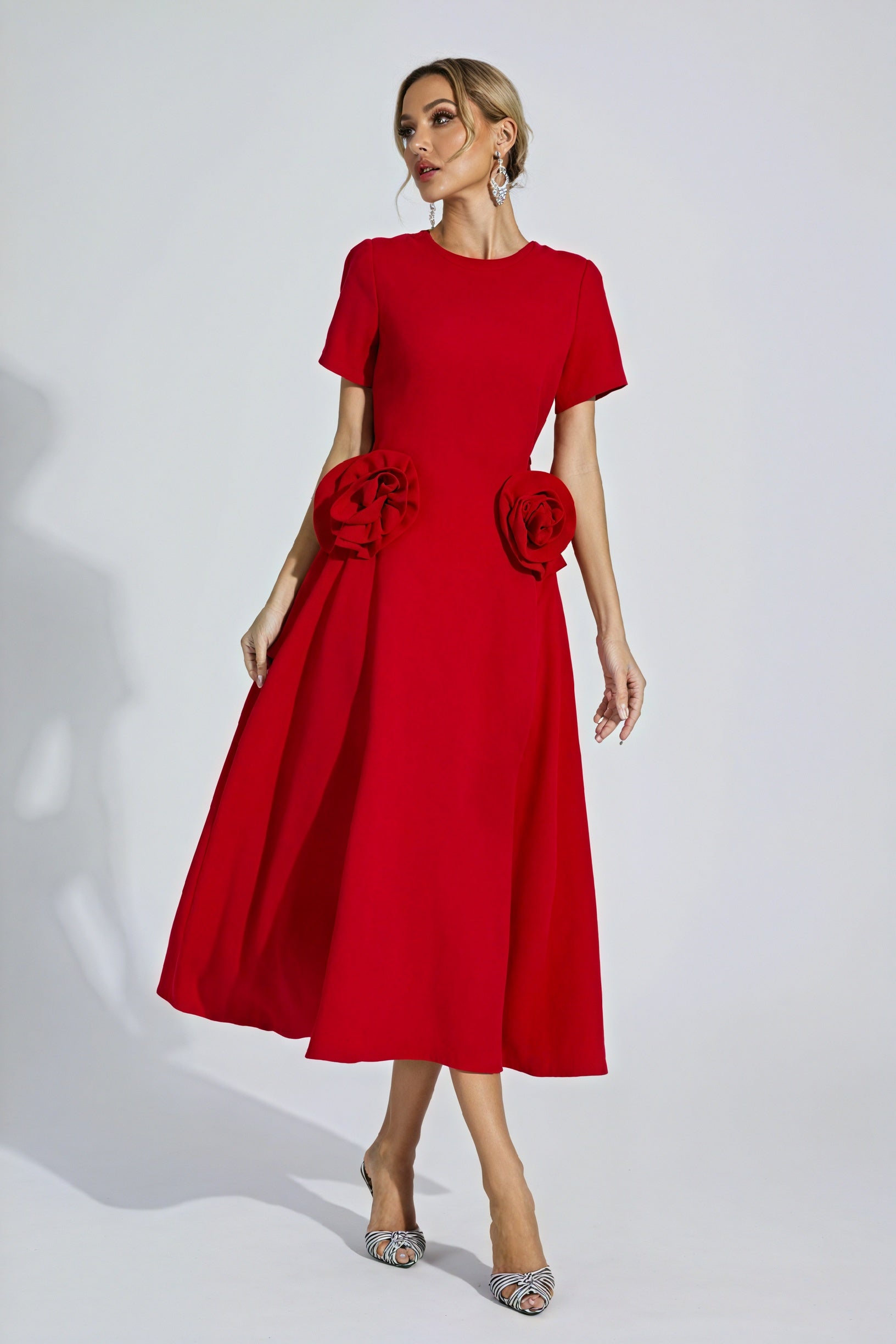 Robe Midi Femme - Coupe Classique, Détails Floraux Élégants-Dresses-Marais Paris-Marais Paris