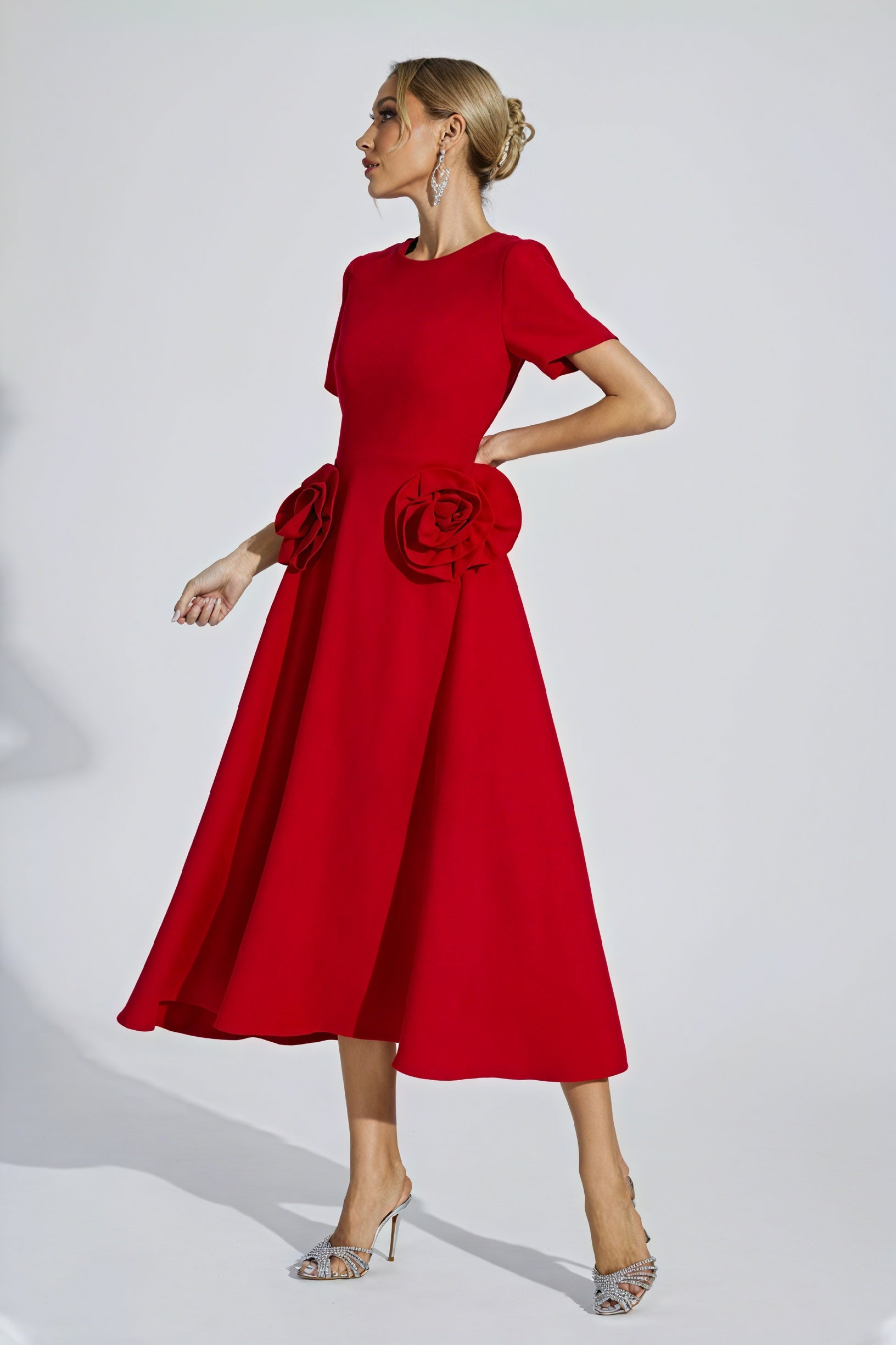 Robe Midi Femme - Coupe Classique, Détails Floraux Élégants-Dresses-Marais Paris-Marais Paris