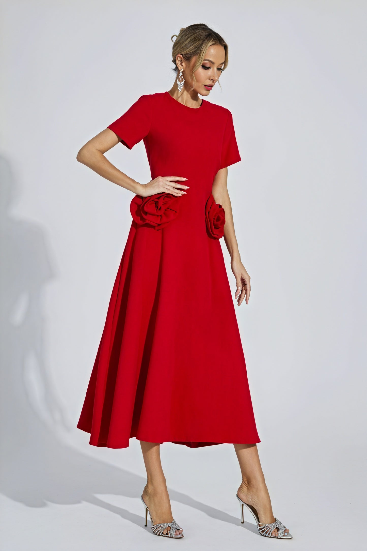 Robe Midi Femme - Coupe Classique, Détails Floraux Élégants-Dresses-Marais Paris-Marais Paris